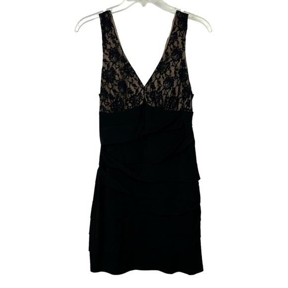 City Triangles Women’s Party Cocktail Dress Sz Large Black Lace Overlay Bodice - Picture 1 of 11